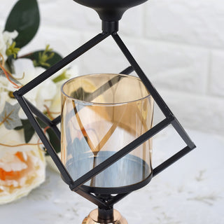 Versatile and Glamorous: Candle Holder with Amber Glass Votives & Gold Trim