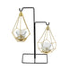 2 Pack | Gold Hanging Geometric Tealight Candle Holders with 14inch Tall Black Iron Stand#whtbkgd