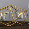 16Inch Long Gold Linked Geometric Tealight Candle Holder Set With Votive Glass Holders