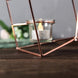 9" Rose Gold Geometric Candle Holder Set | Linked Metal Geometric Centerpieces with Votive Glass Holders