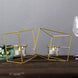 9" Gold Geometric Candle Holder Set | Linked Metal Geometric Centerpieces with Votive Glass Holders