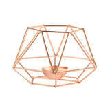 Set of 2 | Blush / Rose Gold Metal Hexagon Candle Holder, Geometric Table Centerpiece Set#whtbkgd