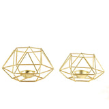 Gold Tea Light Candle Holders | Hexagon Top Geometric Candle Holder Centerpiece