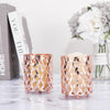 2 Pack | 4inch Blush / Rose Gold Metal Diamond Cut Votive Candle Holders