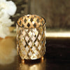 2 Pack | 4inch Gold Metal Diamond Cut Votive Candle Holders
