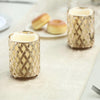 2 Pack | 4inch Gold Metal Diamond Cut Votive Candle Holders