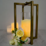 11inch Gold Metal Cross Bar Decorative Lantern Candle Holder, Iron Geometric Centerpiece