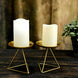 2 Pack | 5Inch Gold Metal Triangle Base Pillar Candle Holder Stands, Geometric Table Centerpieces