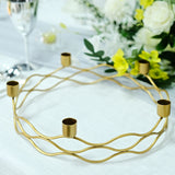 5 Arm Gold Metal Taper Candle Wreath Candelabra Candlestick Holder - 12inch Round