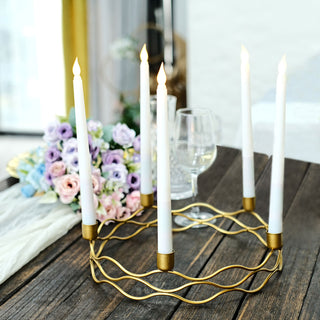 Elegant Gold Metal Taper Candle Wreath Candelabra Candlestick Holder