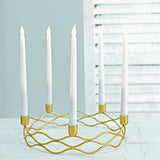 5 Arm Gold Metal Taper Candle Wreath Candelabra Candlestick Holder - 12inch Round