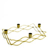 4 Arm | Rectangular Gold Metal Taper Candle Candelabra Candlestick Holder - 12inchx8inch#whtbkgd