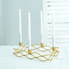 4 Arm | Rectangular Gold Metal Taper Candle Candelabra Candlestick Holder - 12inchx8inch