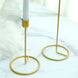 Set of 2 | Gold Metal Ring Base Geometric Taper Candle Holder Stands, Table Centerpieces
