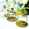 3 Pack | 4Inch Gold Metal Ring Frame Taper Candle Holder Stands, Geometric Table Centerpieces