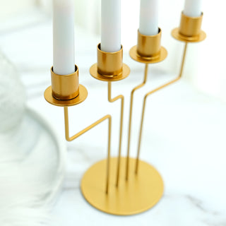Add a Touch of Glamour with the 2 Pack Gold Metal Geometric Taper Candle Candelabra