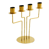 2 Pack | 4 Arm Gold Metal Geometric Taper Candle Candelabra Holder Centerpiece - 8inch#whtbkgd