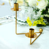 2 Arm Gold Metal Geometric Taper Candle Candelabra Holder Centerpiece With V-Shaped Base