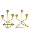 3 Arm Gold Metal Geometric Taper Candle Candelabra Holder Centerpiece With Triangle Base
