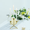 3 Arm Gold Metal Geometric Taper Candle Candelabra Holder Centerpiece With Triangle Base