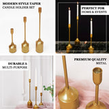 Set of 3 | Gold Metal Taper Candle Holder Set With Weighted Base