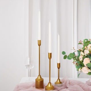 Elegant Gold Metal Taper Candle Holder Set