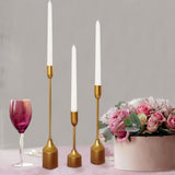 Set of 3 | Gold Metal Taper Candle Holder Set With Weighted Base