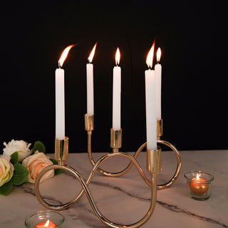 Glamorous Gold Metal Taper Candle Holder