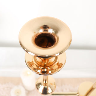 Create an Elegant Ambiance with a Classic Gold Taper Candle Holder Stand