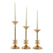 Set of 3 | Gold Metal Taper Candle Stands, 3 Disk Pedestal Design Candlestick Holders#whtbkgd