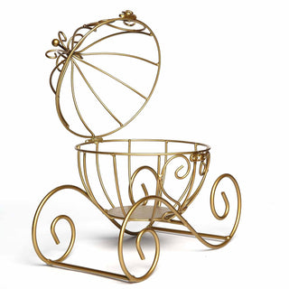 Elevate Your Decor with the Gold Wrought Iron Cinderella Carriage Candle Holder
