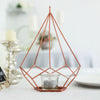 Blush / Rose Gold Metal Pentagon Tealight Candle Holders, Open Frame Geometric Flower Stand