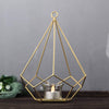 2 Pack | 9inch Gold Metal Pentagon Tealight Candle Holders, Open Frame Geometric Flower Stand