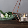 Blush / Rose Gold Pyramid Shaped Tealight Candle Holders, Open Frame Metal Geometric Flower Stand