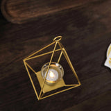 9inch Gold Metal Pyramid Shaped Tealight Candle Holders, Open Frame Geometric Flower Stand