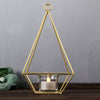 9inch Gold Metal Pyramid Shaped Tealight Candle Holders, Open Frame Geometric Flower Stand