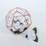Blush / Rose Gold Metal Pentagon Prism Tealight Candle Holder, Open Frame Geometric Flower Stand
