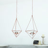 Rose Gold Hanging Diamond Tealight Candle Holders, Open Frame Metal Geometric Flower Terrariums