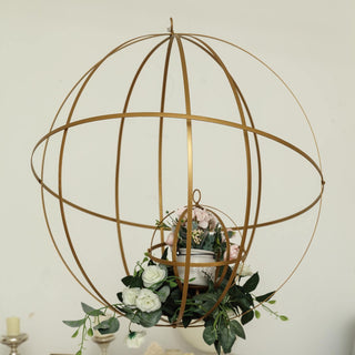 Add Elegance to Your Event with the 8" Gold Wrought Iron Open Frame Centerpiece Ball