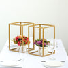 12inch Rectangular Gold Metal Wedding Flower Stand, Geometric Column Frame Centerpiece