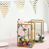 12inch Rectangular Gold Metal Wedding Flower Stand, Geometric Column Frame Centerpiece