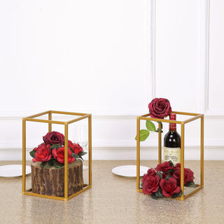 Add a Touch of Glamour with the Rectangular Gold Metal Wedding Flower Stand