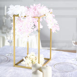 16inch Rectangular Gold Metal Wedding Flower Stand, Geometric Column Frame Centerpiece