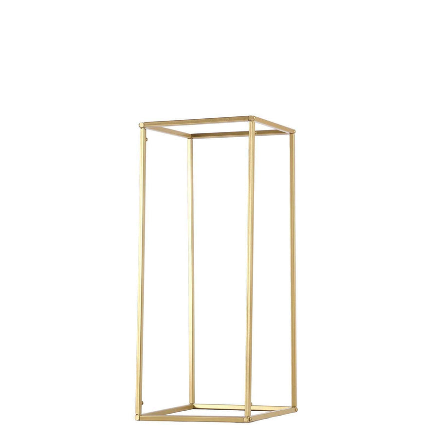24inch Rectangular Gold Metal Wedding Flower Stand, Geometric Column Frame Centerpiece