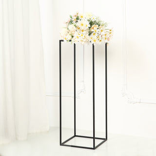 Elevate Your Event Decor with the Rectangular Matte Black Metal Wedding Flower Stand