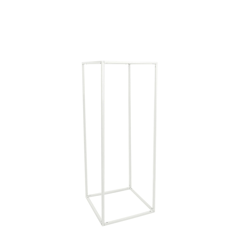2 Pack | Glossy White Metal Wedding Flower Frame Stand, Geometric Column Prop Centerpiece#whtbkgd