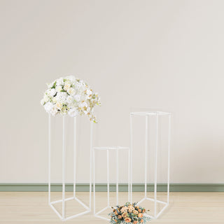 Add a Touch of Glamour to Your Wedding Decor with the Glossy White Metal Wedding Flower Frame Stand