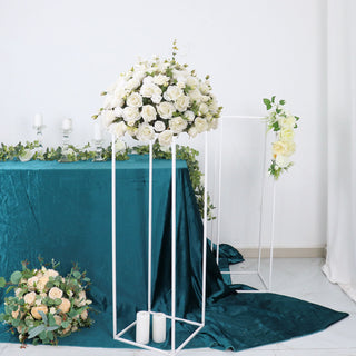 Elevate Your Event Decor with the 40" Glossy White Metal Wedding Flower Frame Stand