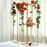 48inch Matte Gold Wedding Flower Stand - Metal Vase Column Stand - Geometric Centerpiece Vase