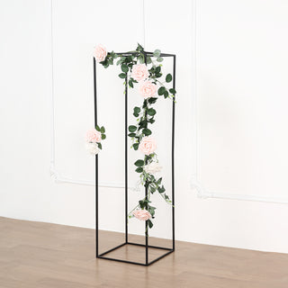 Elevate Your Centerpieces with the 48" Rectangular Matte Black Metal Wedding Flower Stand